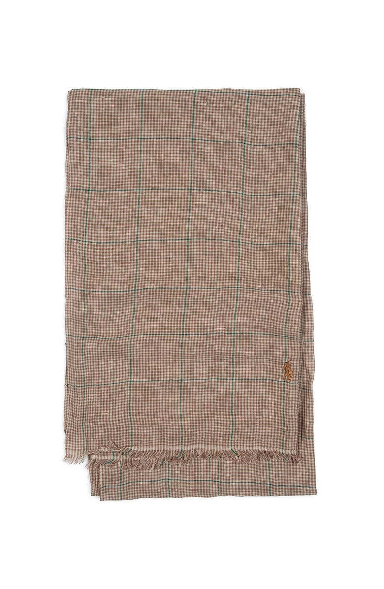 Polo Ralph Lauren Linen Blend Menswear Scarf, Alternate, color, Tan Multi