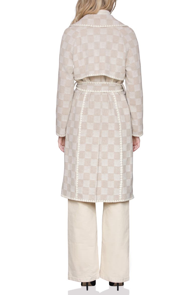 Wool Blend Checkered Blanket Stitch Coat, Alternate, color, SAND CHECK