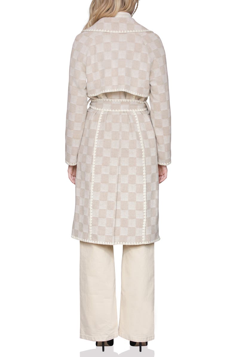 Avec Les Filles Wool Blend Checkered Blanket Stitch Coat, Alternate, color, Sand Check