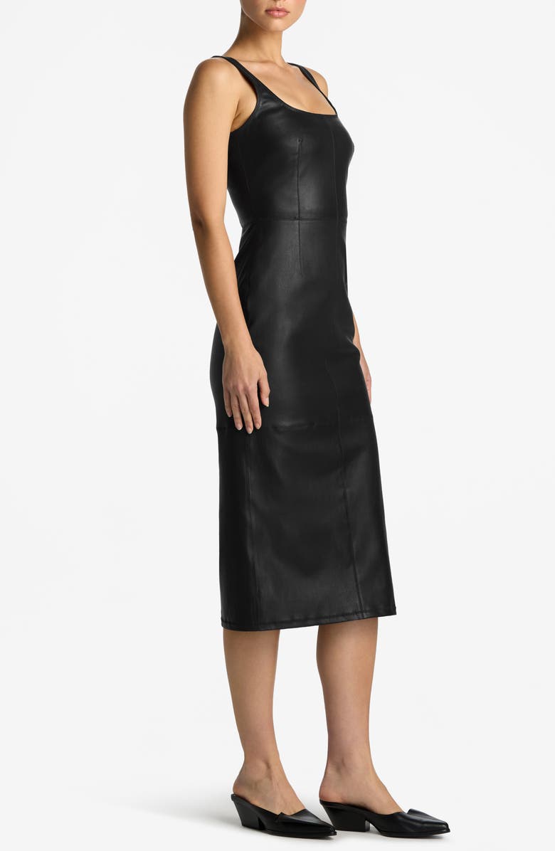 St. John Collection Sleeveless Stretch Leather Dress, Alternate, color, 