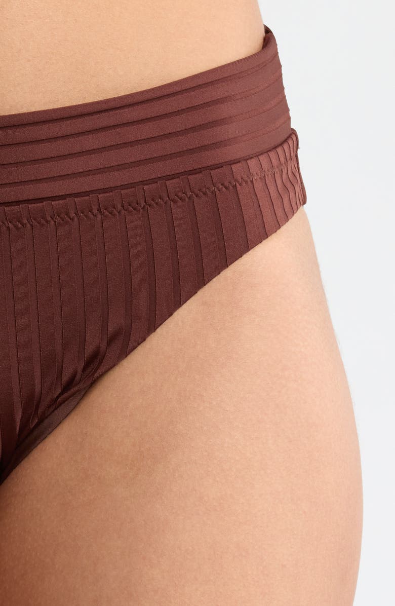 Sanctuary Banded Rib Hipster Bikini Bottoms, Alternate, color, Espresso