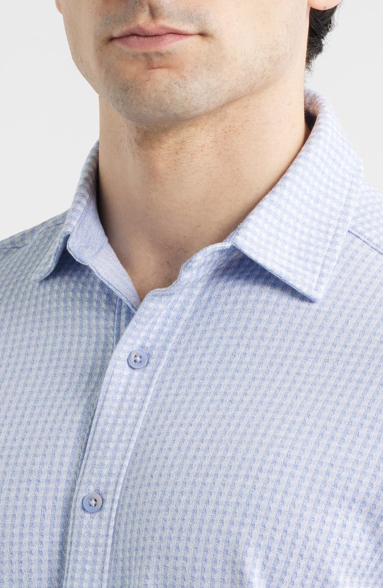 Johnston & Murphy Bennett Gingham Short Sleeve Button-Up Shirt, Alternate, color, Light Blue Gingham