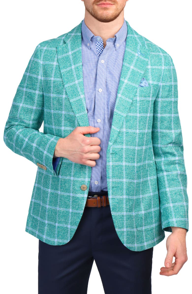 TailorByrd Textured Yarn Dye Windowpane Sport Coat, Alternate, color, Kelly Green