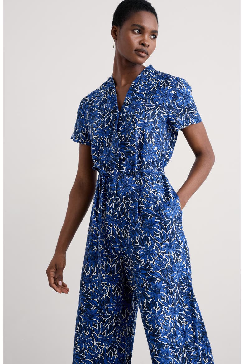 Treen Cove Linen Jumpsuit, Alternate, color, STREAM FLOWER BRIGHT MARINE
