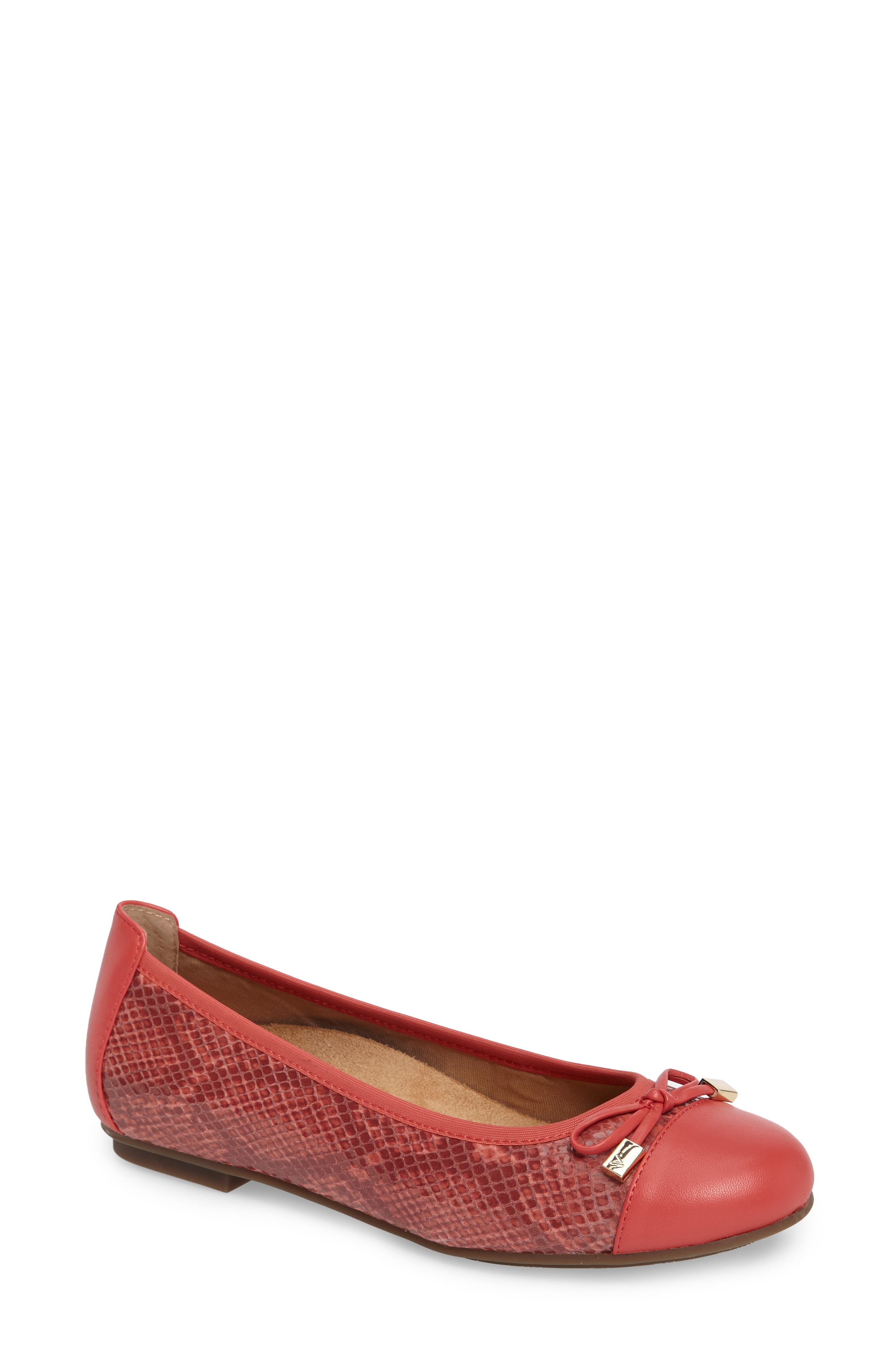 'Minna' Leather Flat, Main, color, CORAL SNAKE LEATHER