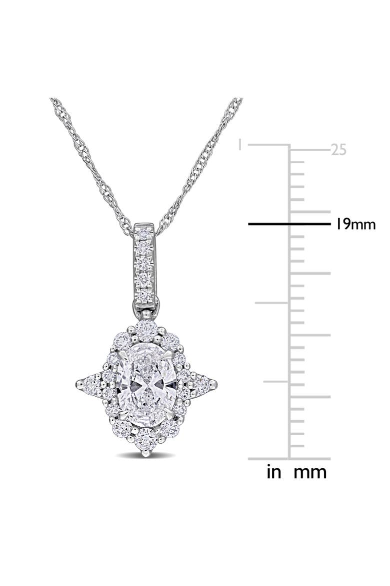 Lab-Grown Diamond Halo Pendant Necklace 14k, Alternate, color, White Gold