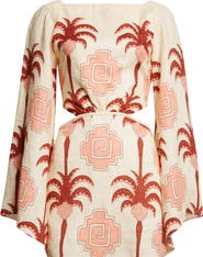 Johanna Ortiz Wave After Wave Long Sleeve Linen Minidress