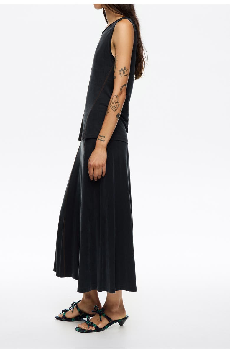 Bimba y Lola Cupro A-Line Skirt, Alternate, color, Washed Black
