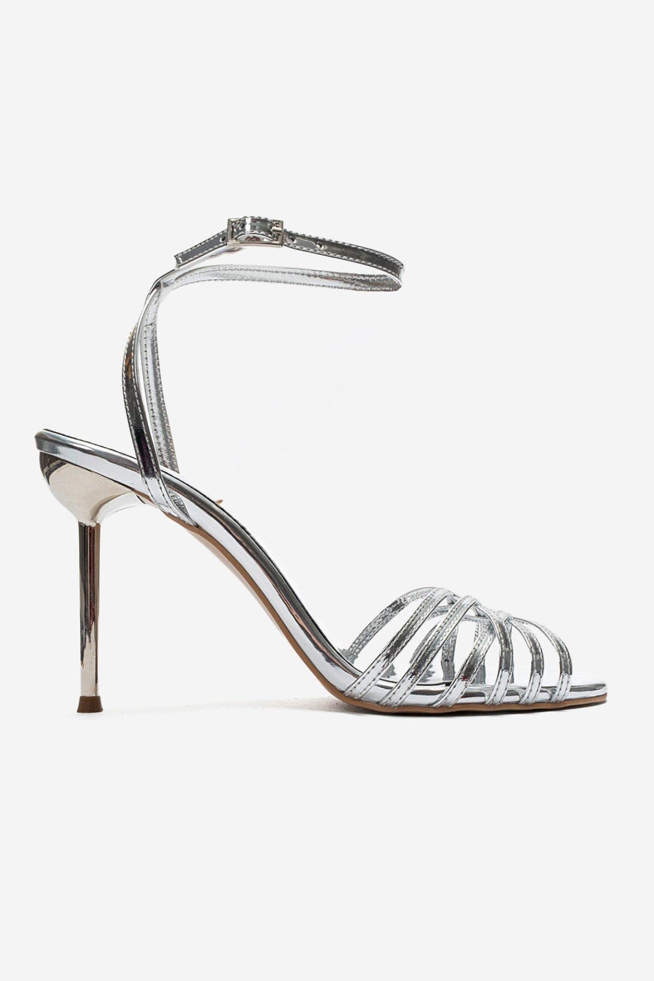 Lorion Stiletto Ankle Strap Pump, Alternate, color, Silver