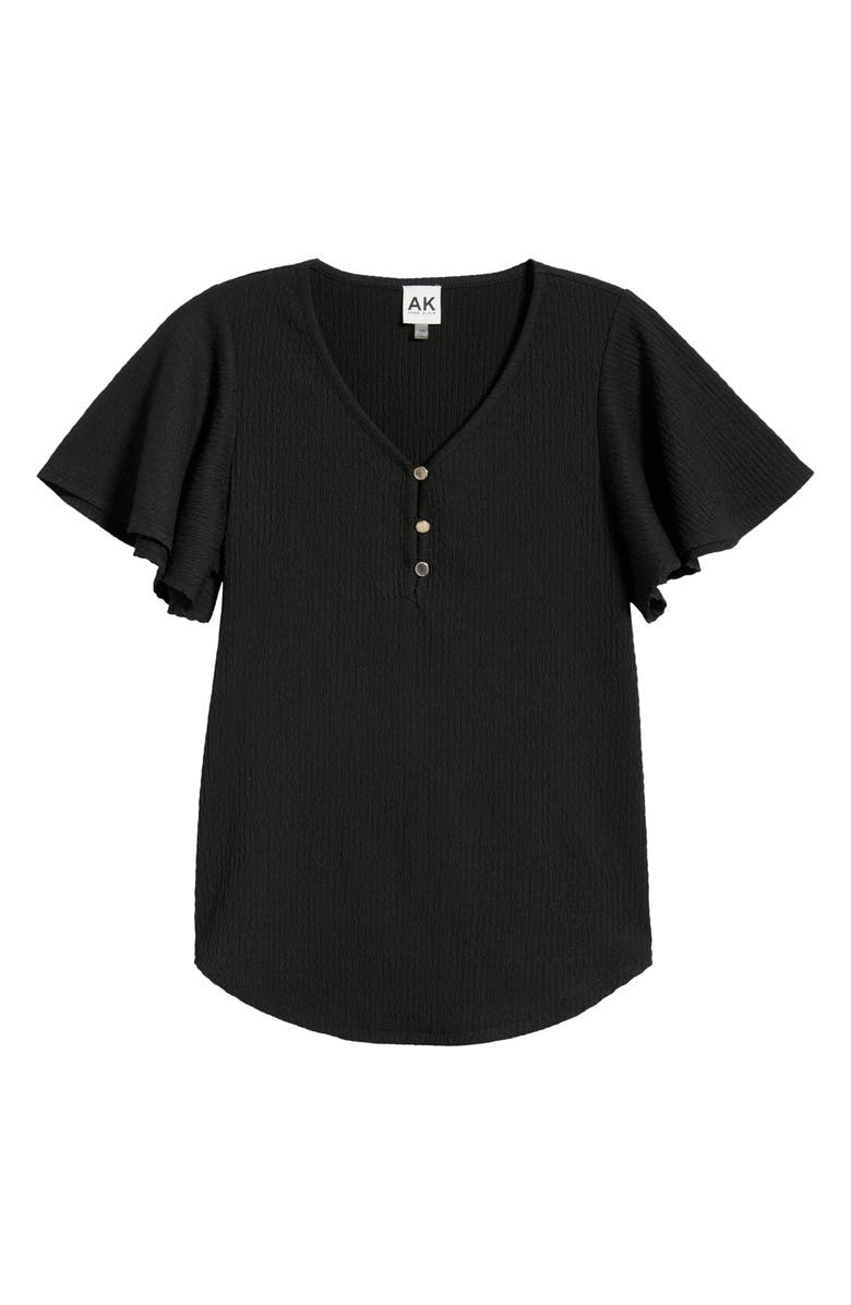AK ANNE KLEIN Short Flutter Sleeve Top, Alternate, color, Anne Black