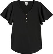 AK ANNE KLEIN Short Flutter Sleeve Top