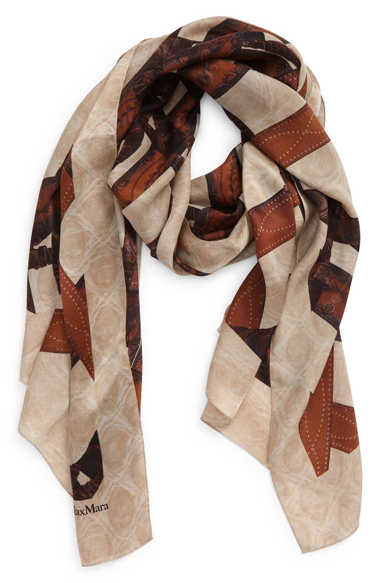 Max Mara Camel Silk Stole, Main, color,