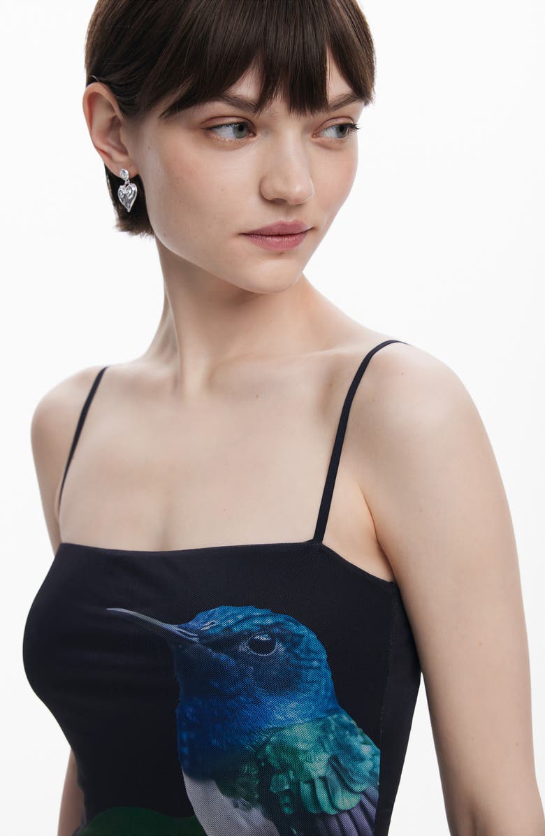 Desigual Stretch Mesh Cover-Up Minidress, Alternate, color, Black