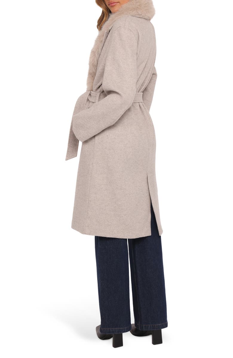 Petal & Pup Nina Belted Faux Fur Collared Coat, Alternate, color, Cream
