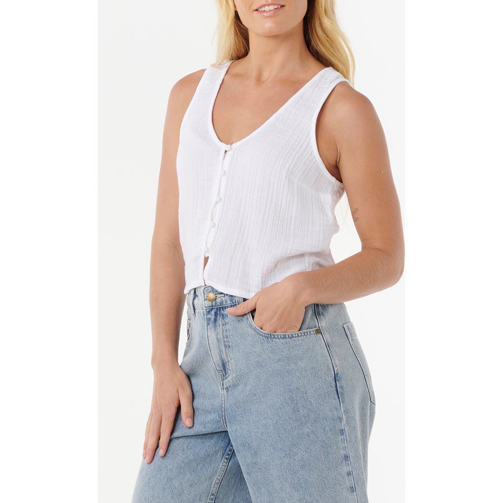 Rip Curl Premium Surf Cotton Crop Tank In White
