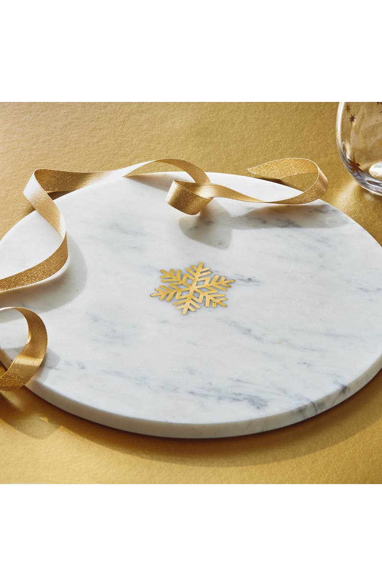 tag Snowflake Marble Serving Board Hand Wash White Multi Serveware, Alternate, color, White