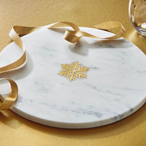 Tag Snowflake Marble Serving Board Hand Wash White Multi Serveware In White