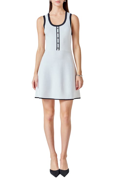 Contrast Trim Sleeveless Knit Dress