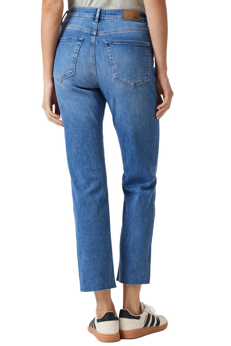 New York Raw Hem High Waist Straight Leg Jeans, Alternate, color, MID BLUE FLEX BLUE