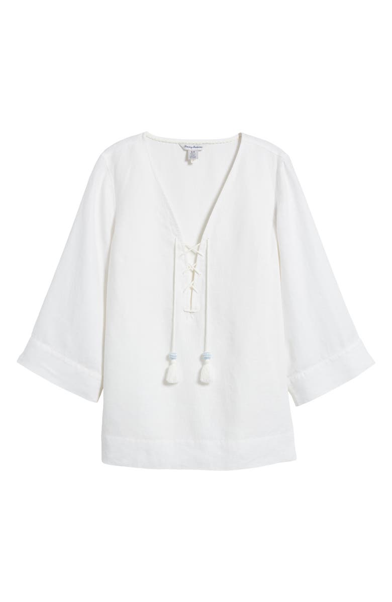 Tommy Bahama Costalina Lace-Up Linen Tunic, Alternate, color, 