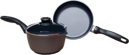 SWISS DIAMOND SWISS DIAMOND HD NONSTICK 3 PIECE COOKWARE SET WITH FRY PAN & SAUCEPAN 