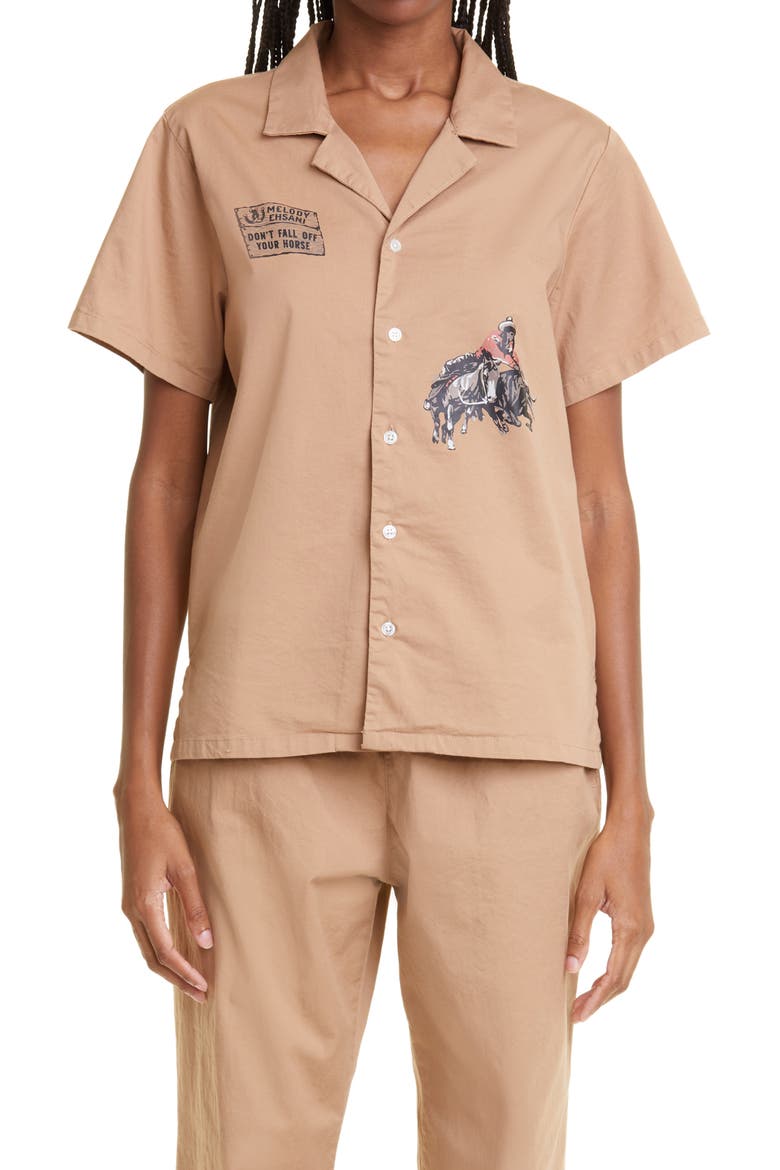 Whitney Cowgirl Button-Up Shirt, Main, color, KHAKI