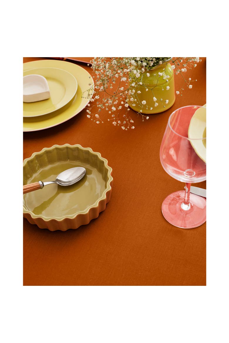Cotton Linen Plain Tablecloth - Dru, Alternate, color, Cinnamon