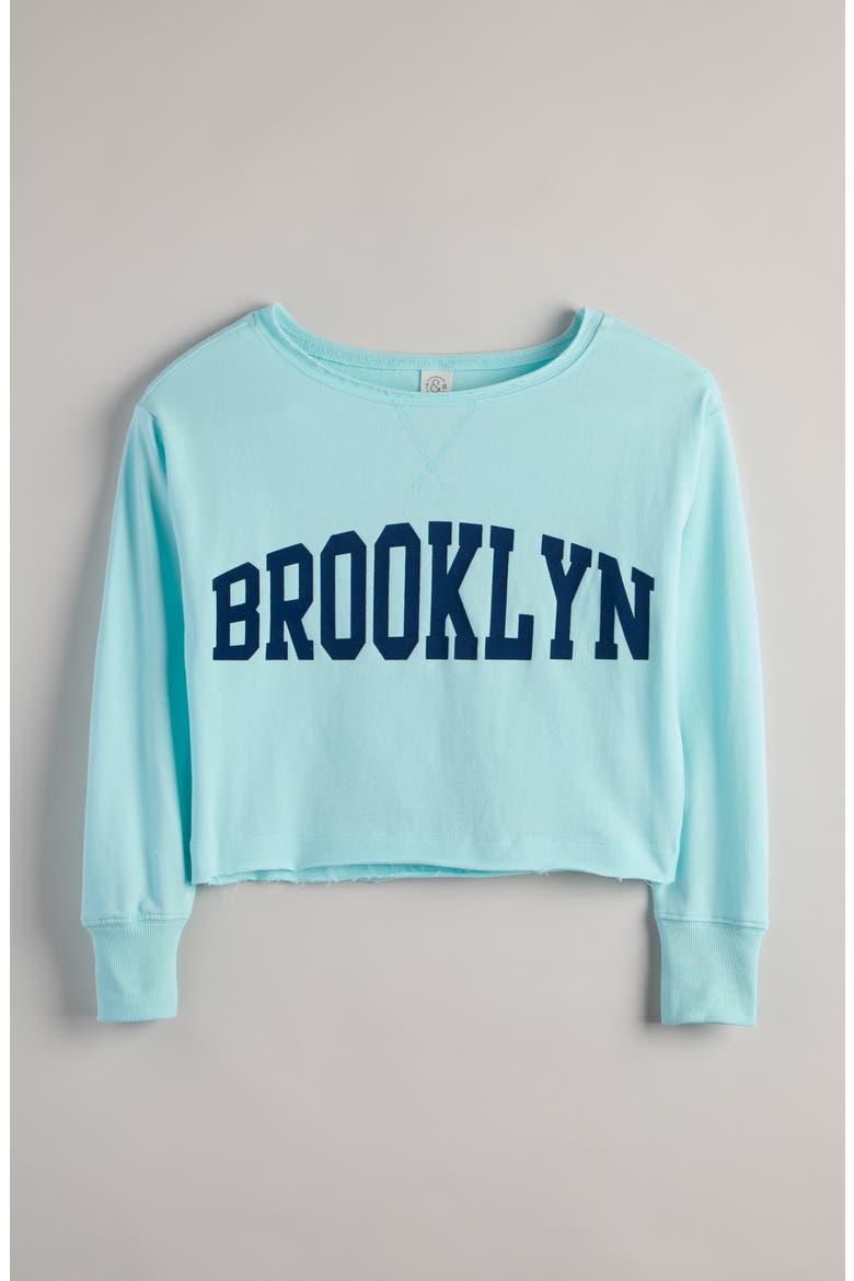 Kids' Crop Sweatshirt, Main, color, BLUE CLEARWATER BROOKLYN