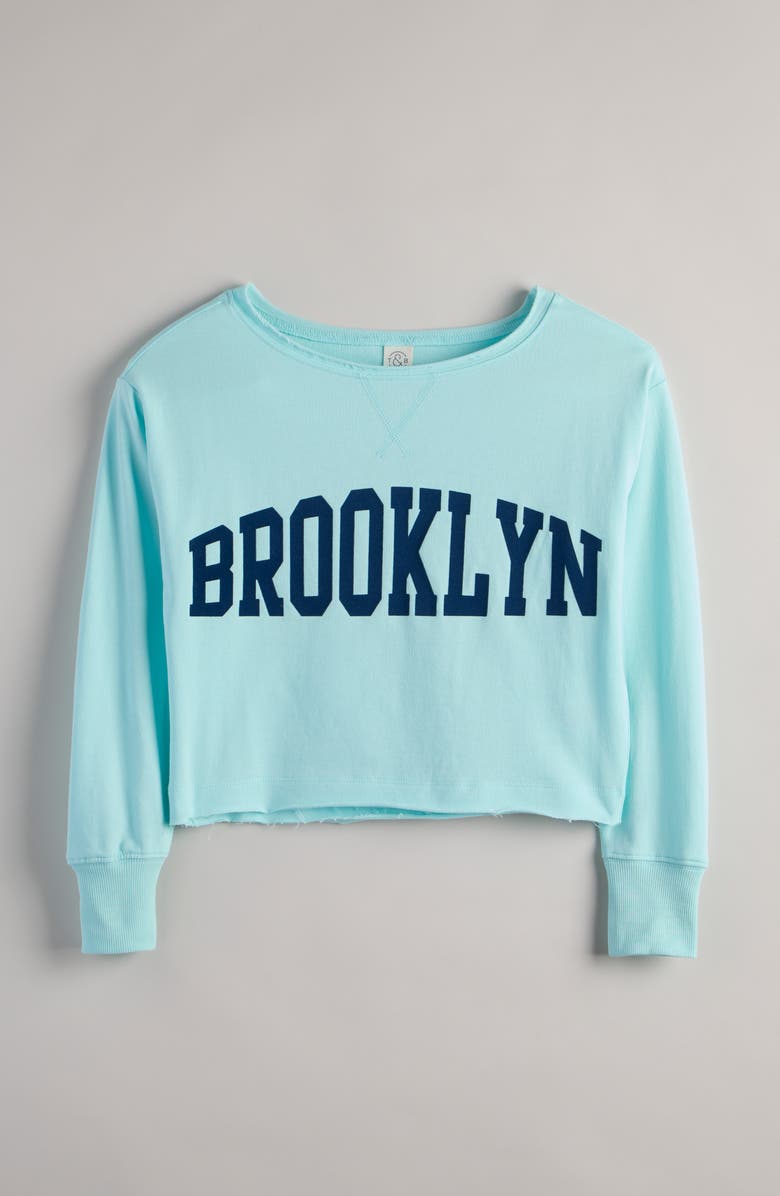 Treasure & Bond Kids' Crop Sweatshirt, Main, color, Blue Clearwater Brooklyn