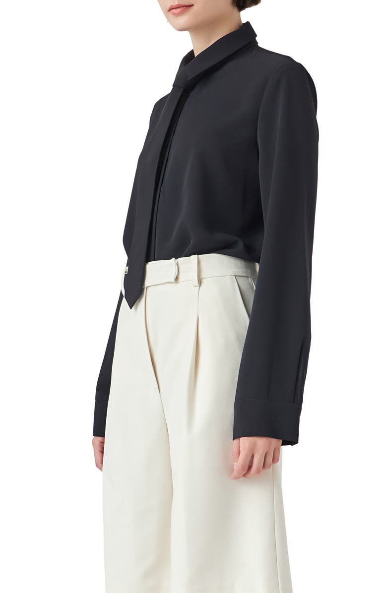 Grey Lab Neck Tie Shirt, Alternate, color, Black