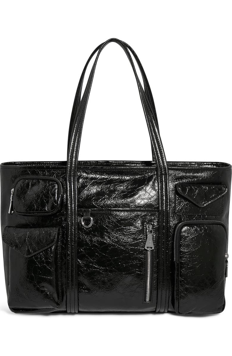 AIMEE Renegade Large Patent Leather Laptop Tote, Main, color, Black Crinkle
