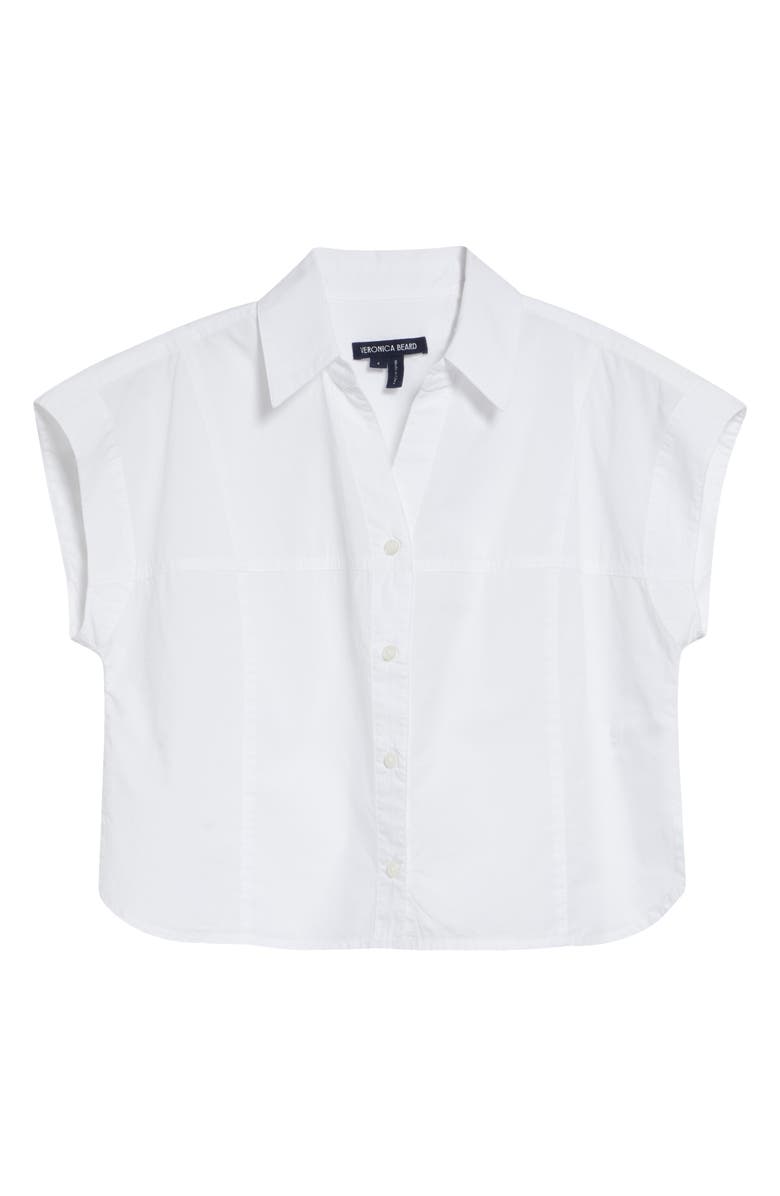 Veronica Beard Nestor Button-Up Crop Top, Main, color, White