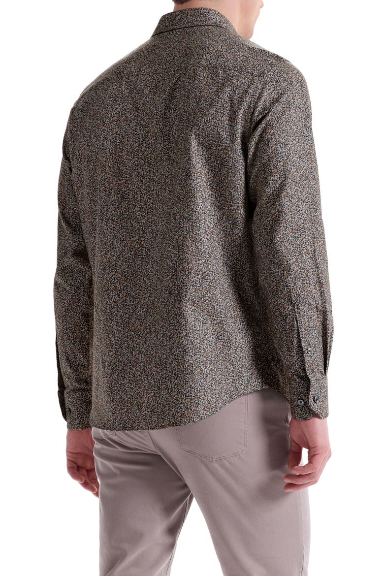 Julian Shaped Fit Leaf Print Cotton Button-Up Shirt, Alternate, color, SIENNA