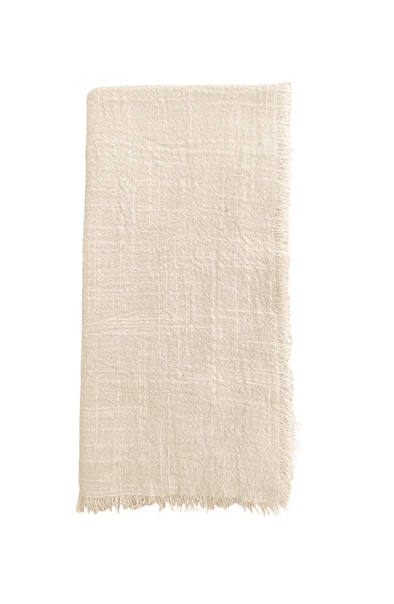Anaya Cotton Gauze Fringe Napkins- Set of 4, Main, color, Almond Beige
