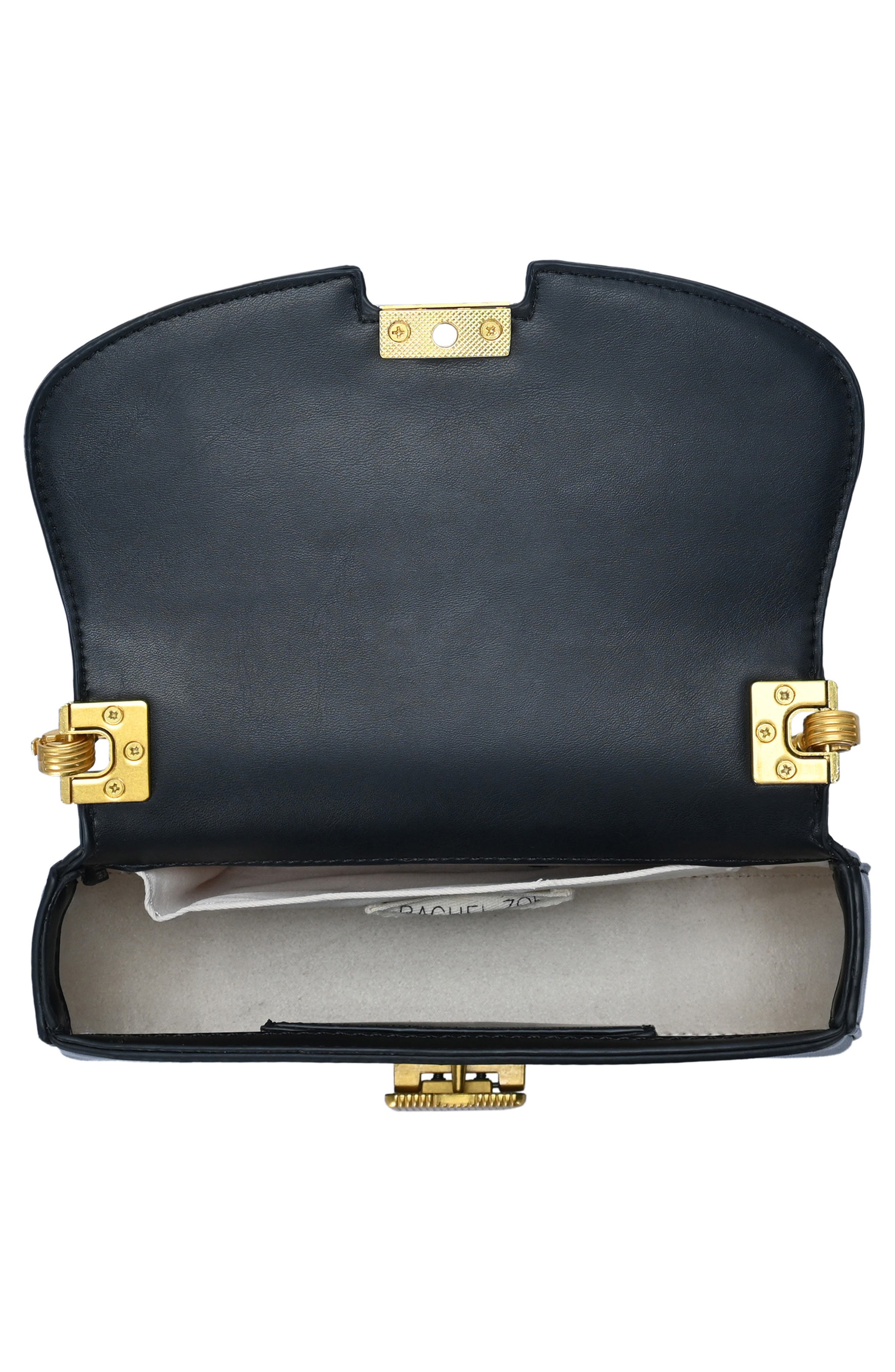 Rachel Zoe Rib Buckle Shoulder Bag, Alternate, color, Black