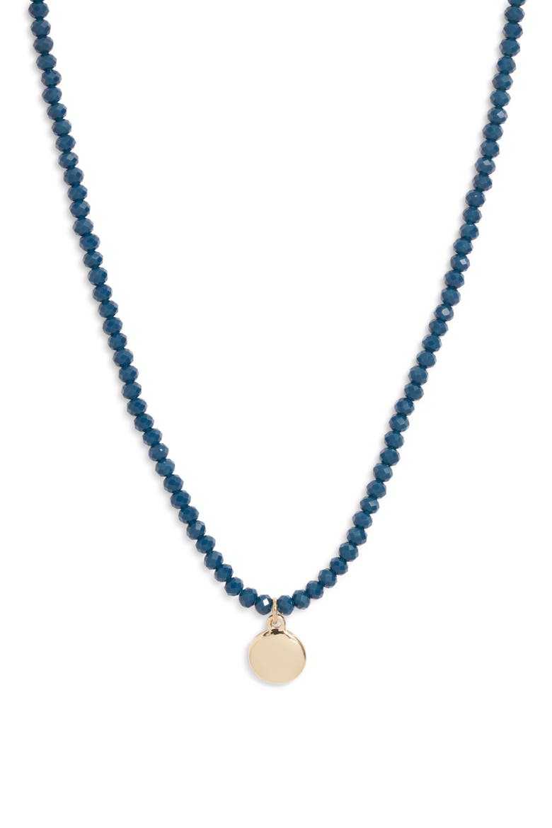 Beaded Charm Pendant Necklace, Main, color, BLUE- GOLD