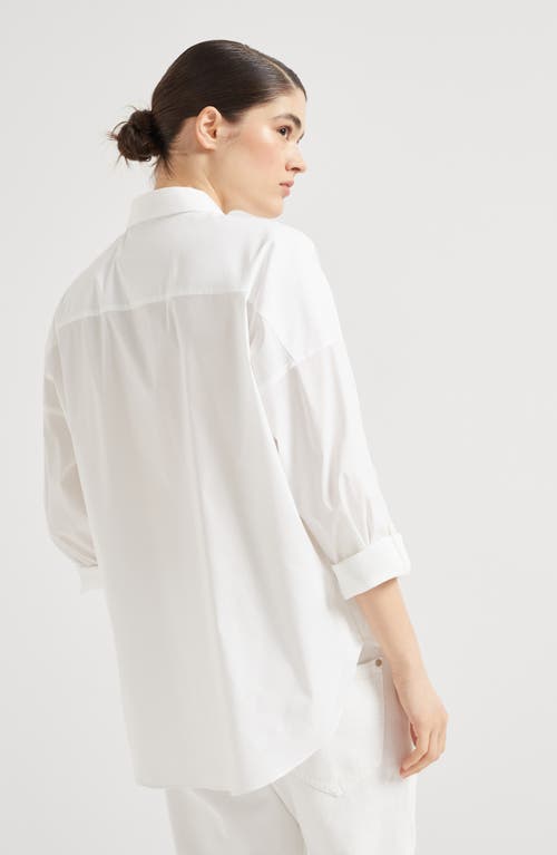 Brunello Cucinelli White Stretch Poplin Shirt In White