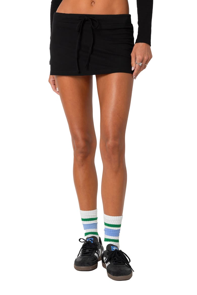 Bayside Side Slit Stretch Cotton Microskort, Main, color, BLACK
