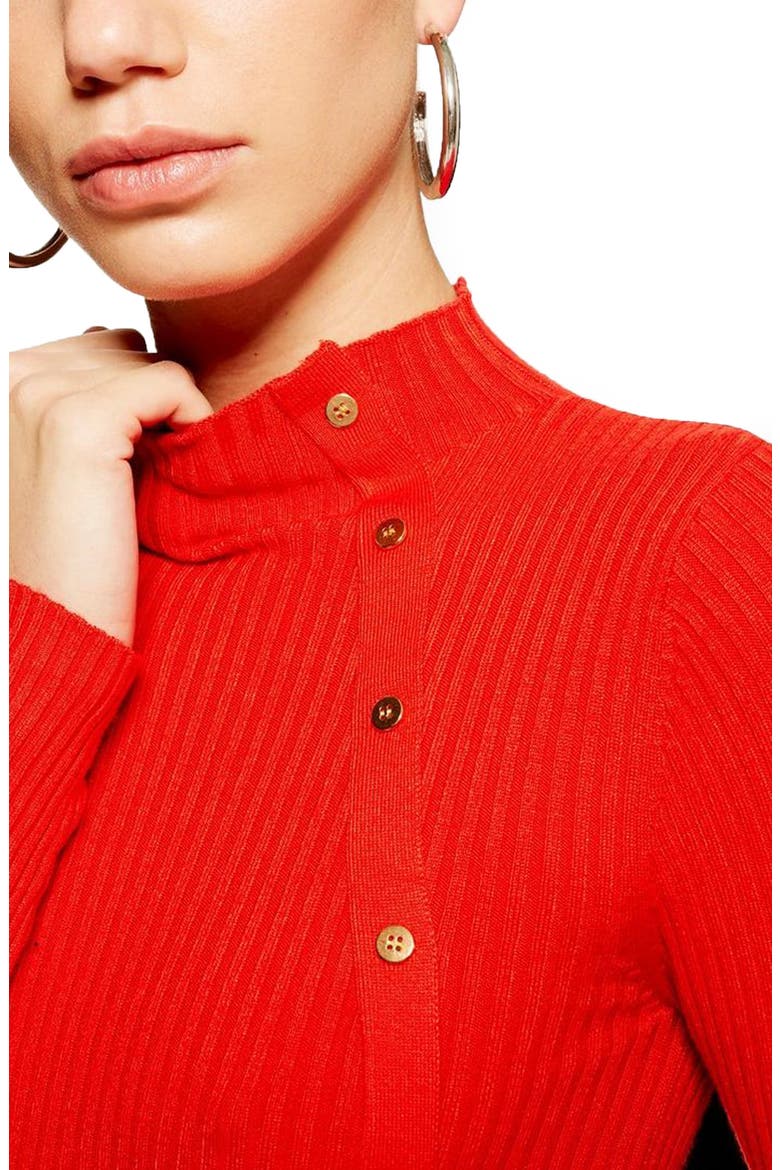 Side Button Rib Sweater, Alternate, color, RED