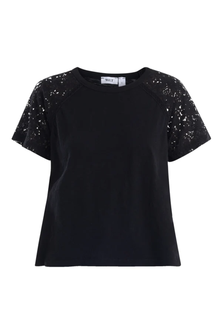 Lace Raglan Sleeve Tee, Alternate, color, Black