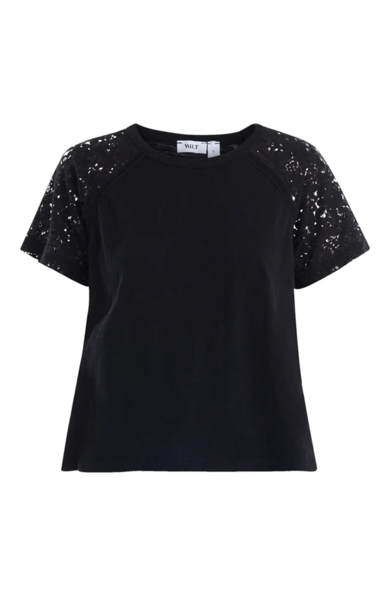 Wilt Lace Raglan Sleeve Tee, Alternate, color, Black