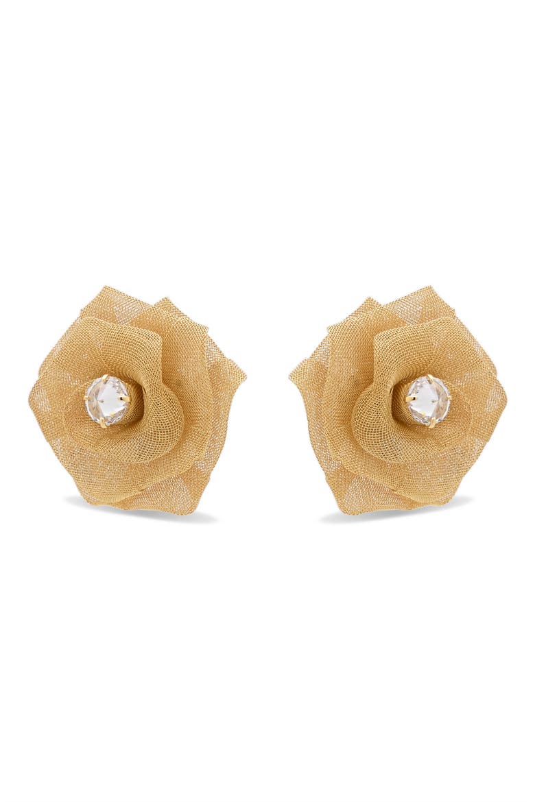 Ammara Bloom Cubic Zirconia Stud Earrings, Alternate, color, GOLD