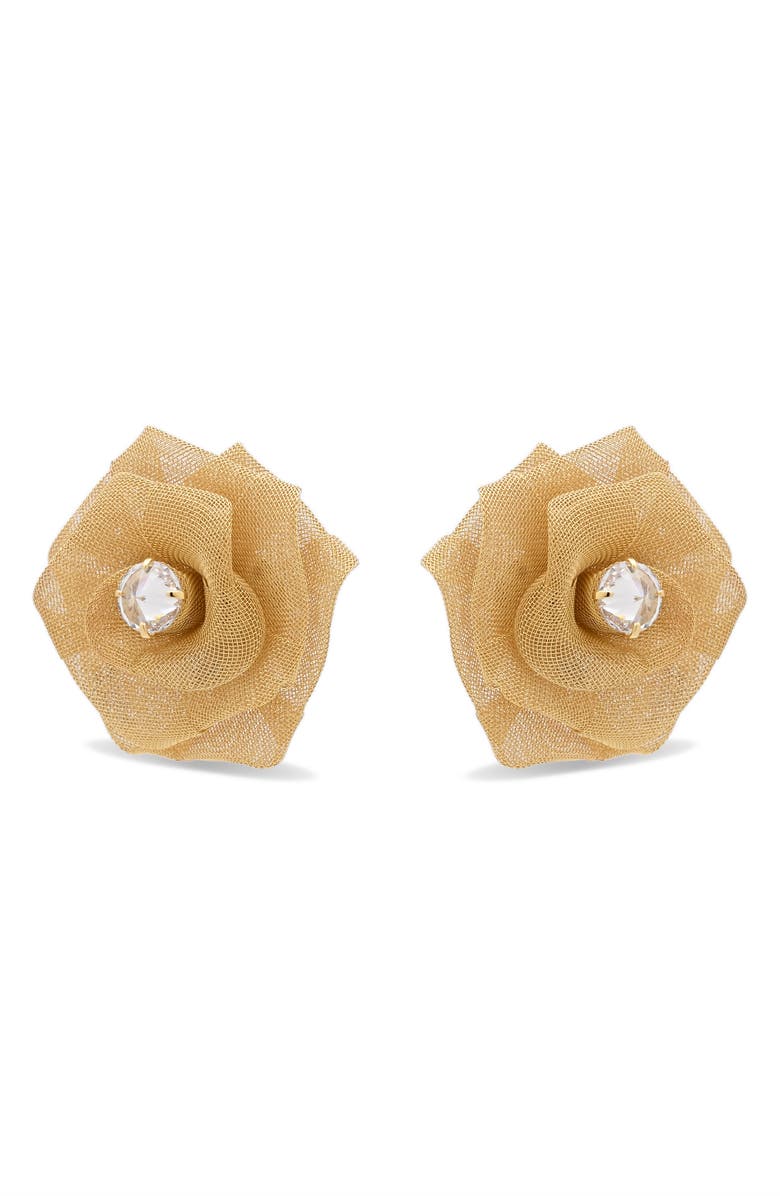 EYE CANDY LOS ANGELES Ammara Bloom Cubic Zirconia Stud Earrings, Alternate, color, Gold
