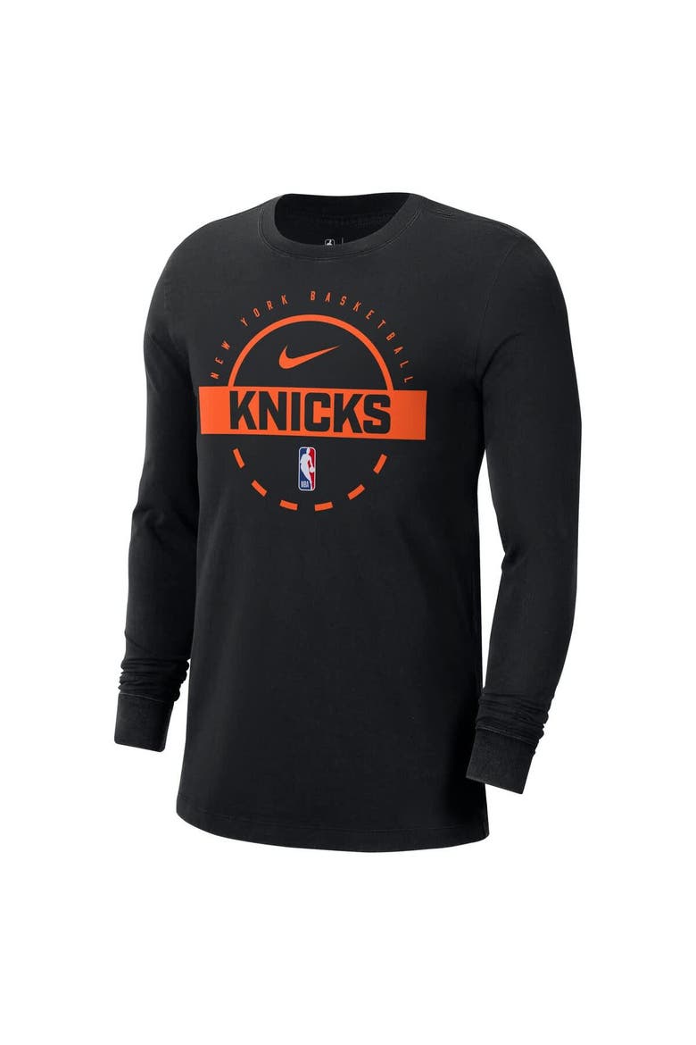 Men's Nike  Black New York Knicks Authentic Long Sleeve Practice T-Shirt, Alternate, color, Black