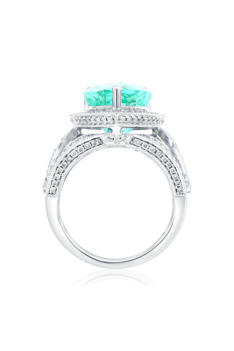 14K White Gold 6.85ct Colombian Emerald & 0.89cttw Diamond Ring, Alternate, color, Green