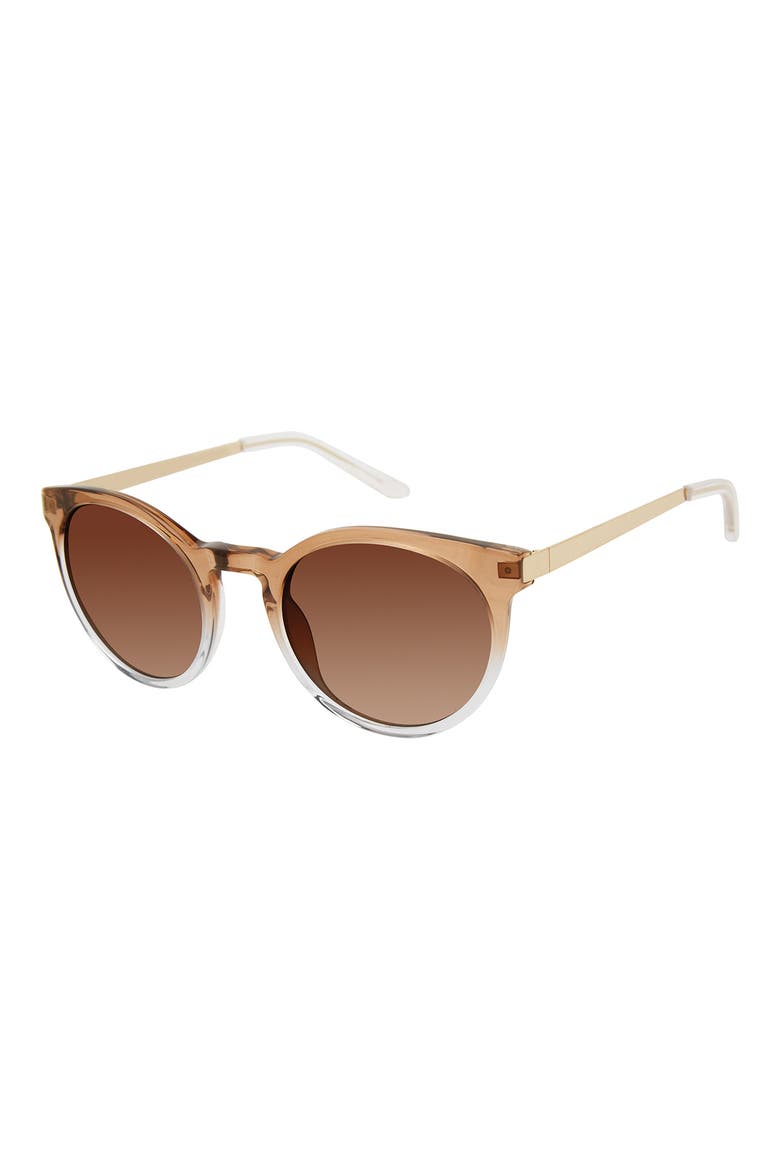 52mm Round Sunglasses, Main, color, BROWN
