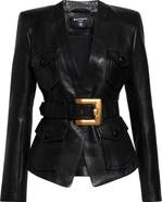 Balmain Belted Leather Jacket