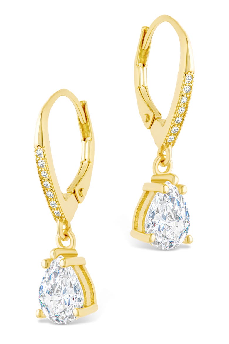 Angelica Pear Cut Cubic Zirconia Drop Earrings, Alternate, color, GOLD