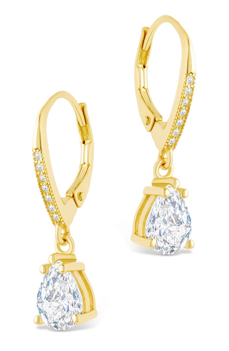 Sterling Forever Angelica Pear Cut Cubic Zirconia Drop Earrings, Alternate, color, Gold