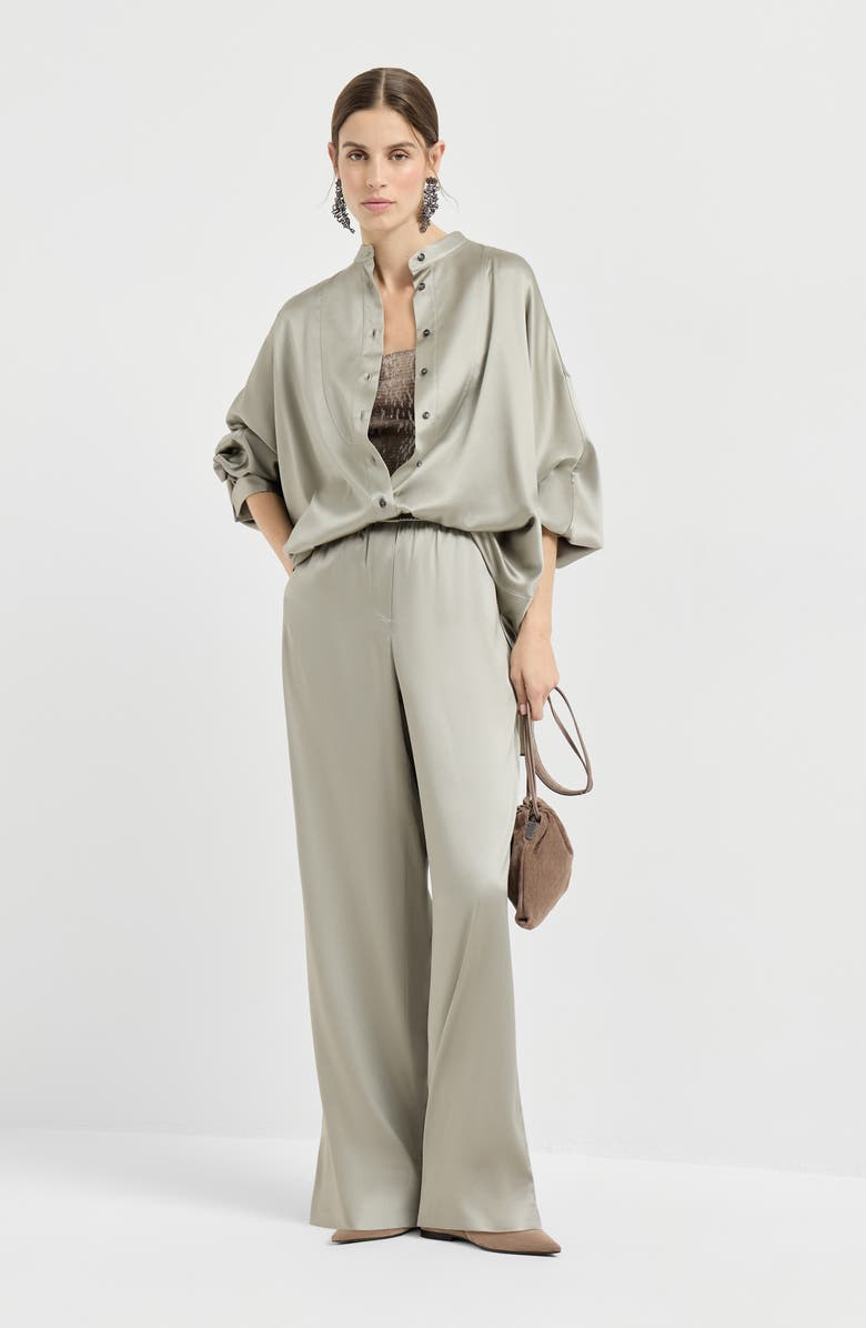 Brunello Cucinelli Cropped top with dazzling embroidery, Alternate, color, Rope